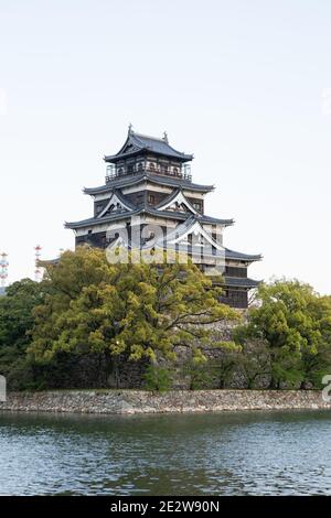 Hiroshima, Japan, viewed across the water in the late afternoon/evening. Stock Photo