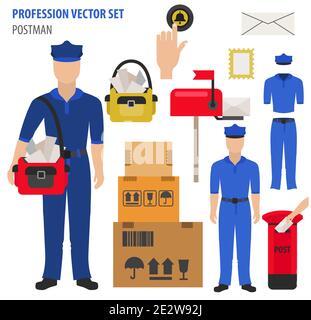 Post office male worker flat color vector illustration Stock Vector ...