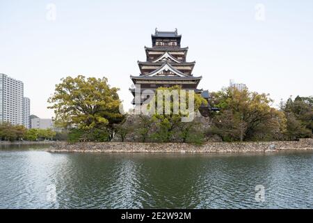 Hiroshima, Japan, viewed across the water in the late afternoon/evening. Stock Photo