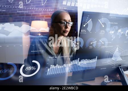 Digital Business Technology Information Data Graph And Growth Report Stock Photo