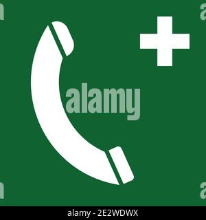 Emergency phone call sign symbol green white vector Stock Vector