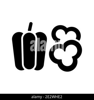 Fresh peppers sliced vector glyph icon. Barbecue and bbq grill sign. Vegetable. Graph symbol for cooking web site and apps design, logo, app, UI Stock Vector