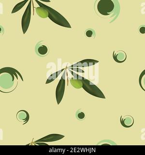 seamless pattern with green olive trees vector Stock Vector