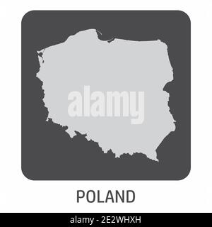 The Poland silhouette map icon on dark box Stock Vector