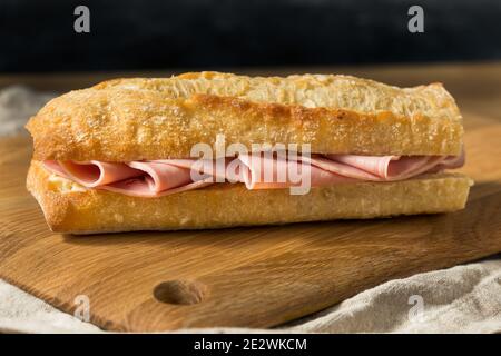 Homemade French Ham Jambon Beurre Sandwich with Butter Stock Photo