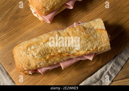 Homemade French Ham Jambon Beurre Sandwich with Butter Stock Photo