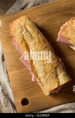 Homemade French Ham Jambon Beurre Sandwich with Butter Stock Photo