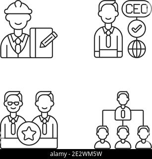 Organization hierarchy linear icons set Stock Vector