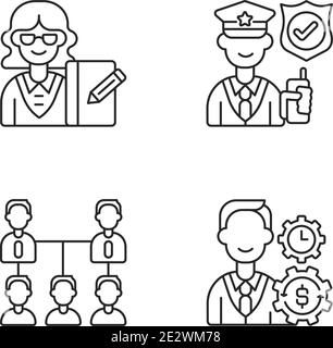 Corporation hierarchy linear icons set Stock Vector