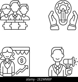 Hierarchical structure linear icons set Stock Vector