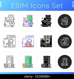 Collateral-based loans icons set Stock Vector