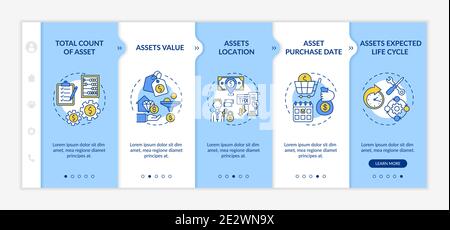 Investment inventory elements onboarding vector template Stock Vector