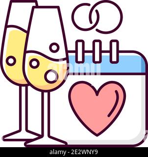 Wedding anniversary RGB color icon Stock Vector