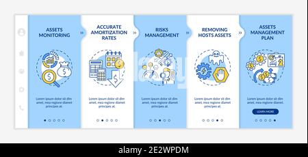 Investment management benefits onboarding vector template Stock Vector