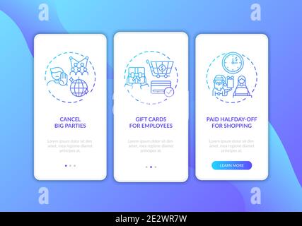 Covid friendly Christmas parties onboarding mobile app page screen with concepts Stock Vector