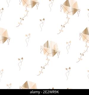 seamless pattern with kites vector in brown and beige color Stock Vector