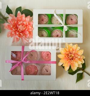 Traditional zefir in gift boxes. Stock Photo