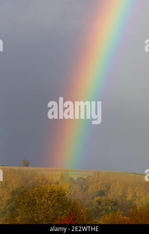 rainbow over the British countryside Stock Photo