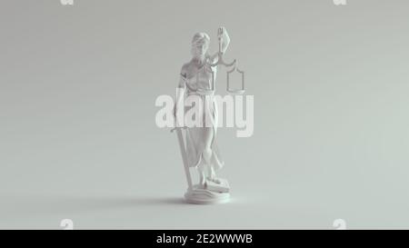 Lady Justice Statue the Personification of the Judicial System Pure White 3d illustration render Stock Photo