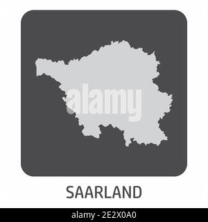 The Saarland state silhouette map icon on dark box, Germany Stock Vector