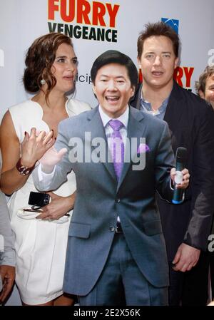 Brendan Fraser and Brooke Shields arriving for Los Angeles Premiere of 'Furry Vengeance' held at Bruin Theatre Westwood in Westwood, Los Angeles, CA, USA, on April 18, 2010. Photo by Tony DiMaio/ABACAPRESS.COM (Pictured: Brendan Fraser, Brooke Shields) Stock Photo