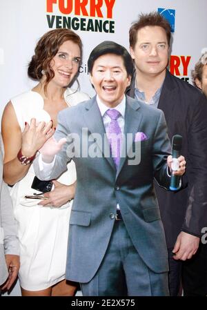 Brendan Fraser and Brooke Shields arriving for Los Angeles Premiere of 'Furry Vengeance' held at Bruin Theatre Westwood in Westwood, Los Angeles, CA, USA, on April 18, 2010. Photo by Tony DiMaio/ABACAPRESS.COM (Pictured: Brendan Fraser, Brooke Shields) Stock Photo