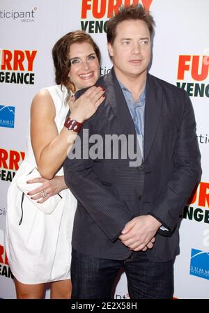 Brendan Fraser and Brooke Shields arriving for Los Angeles Premiere of 'Furry Vengeance' held at Bruin Theatre Westwood in Westwood, Los Angeles, CA, USA, on April 18, 2010. Photo by Tony DiMaio/ABACAPRESS.COM (Pictured: Brendan Fraser, Brooke Shields) Stock Photo