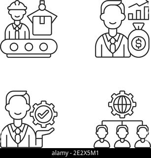 Company hierarchical structure linear icons set Stock Vector