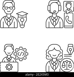Management structure linear icons set Stock Vector
