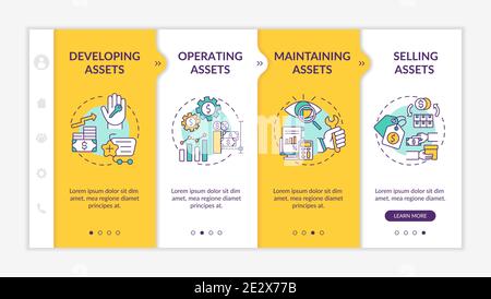 Investment management components onboarding vector template Stock Vector