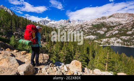 Backpacker Above South Lake John Muir Wilderness Sierra Nevada 