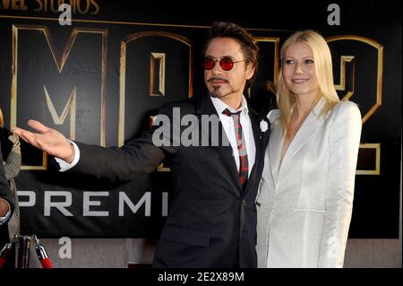 'Cast members Robert Downey Jr. and Gwyneth Paltrow attend the world premiere of ''Iron Man 2'' held at El Capitan Theatre in Hollywood. Los Angeles, April 26, 2010. (Pictured: Robert Downey Jr., Gwyneth Paltrow). Photo by Lionel Hahn/ABACAPRESS.COM' Stock Photo