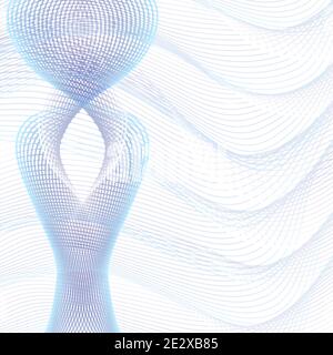 Light purple, blue intricate technology pattern. Abstract futuristic design, wavy lines. Squiggle subtle curves. Vector background. Radio, sound waves Stock Vector
