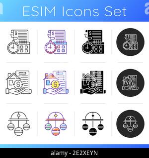 Pawnbroker shop icons set Stock Vector