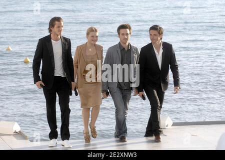 Gaspard Ulliel and Melanie Thierry during the broadcasting of 'Le Grand Journal' TV show on Canal Plus channel on the Martinez beach during the 63rd Cannes Film Festival in Cannes, France on May 17, 2010. Photo by Giancarlo Gorassini/ABACAPRESS.COM Stock Photo