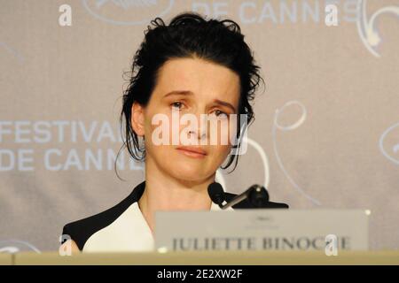 Actress Juliette Binoche crying during the press conference of 'Copie