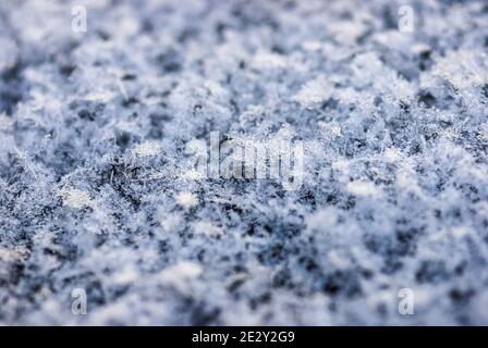 snowflakes close up, full-frame snow texture Stock Photo