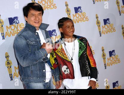 Jacky Chan and Jaden Smith attend the 2010 MTV Movie Awards held at the Gibson Amphitheatre Universal Studios on June 6, 2010 in Los Angeles, California. (Pictured: Jacky Chan, Jaden Smith). Photo by Lionel Hahn/ABACAPRESS.COM Stock Photo