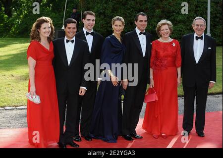 Princess Alexia Morales and husband Carlos Morales, Prince Philippos, Ms Tatiana Blatnik and Prince Nikolaos of Greece, Queen Anne-Marie and King Constantine of Greece arriving at the Swedish government dinner in honour of H.R.H. Crown Princess Victoria and Mr Daniel Westling held at the Eric Ericson hall in Stockholm, Sweden on June 18, 2010. Photo by Mousse-Nebinger-Orban/ABACAPRESS.COM Stock Photo