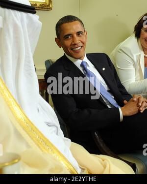 US President Barack Obama and Saudi King Abdullah speak to the media after their meeting in the Oval Office of the White House in Washington DC, USA on June 29, 2010. Photo by Roger L. Wollenberg/ABACAPRESS.COM Stock Photo