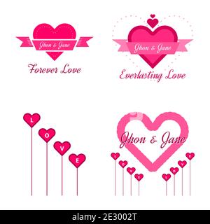 SIMPLE HEART LOVE ILLUSTRATION CLIP ART ICON SET BUNDLE SUITABLE FOR ROMANTIC LOVE GRAPHIC NEED Stock Vector