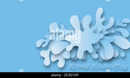 Water splash with drops in paper cut style. Vector illustration. Stock Vector