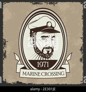 old sailor smoking pipe nautical vintage emblem vector illustration design Stock Vector