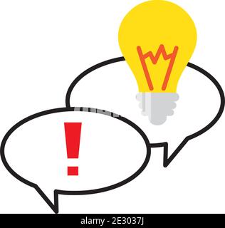 speech bubbles with bulb idea half line style icon Stock Vector