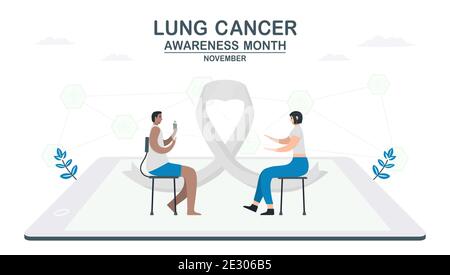 Lung cancer awareness month, November. Community about lung cancer. This graphic for banner, poster, background and advertisments. Flat vector illustr Stock Vector