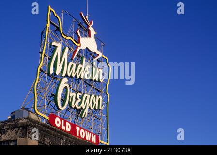 Made in Oregon sign (now revised), Portland, Oregon Stock Photo