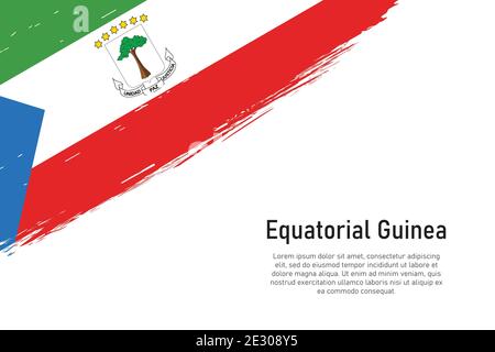 Grunge styled brush stroke background with flag of Equatorial Guinea. Template for banner or poster. Stock Vector