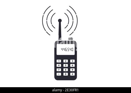 black icon handheld radio on white background. flat vector illustration Stock Vector