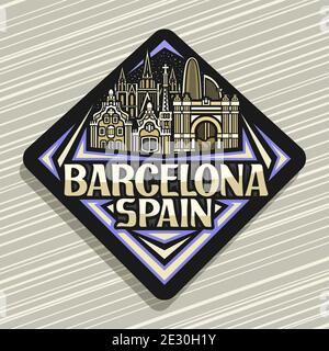 Vector logo for Barcelona, black decorative badge with outline ...