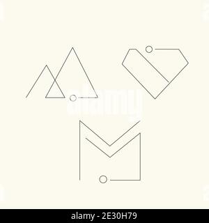 Minimal line logo vector concept set collection Stock Vector